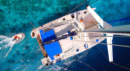aerial view of private yacht