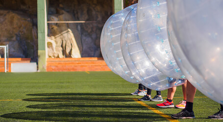 bucks group playing bubble soccer