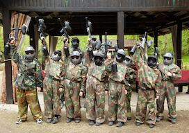 group of bucks at paintball skirmish in hobart