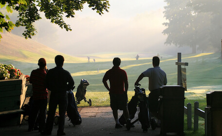 bucks group playing golf at wellington golf course