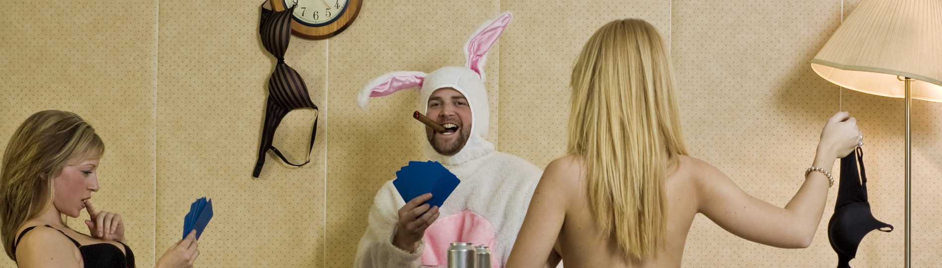 bunny and two women playing strip poker