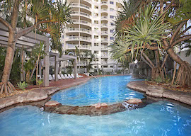 pool, spa and trees at gold coast resort