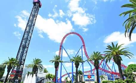 large roller coaster at movie world on the Gold Coast