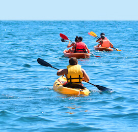 group of bucks kayaking