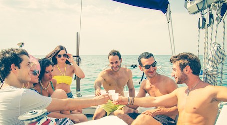 group of lads on a luxury yacht cruise