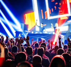 melbourne nightclub dj with flashing lights and crowd