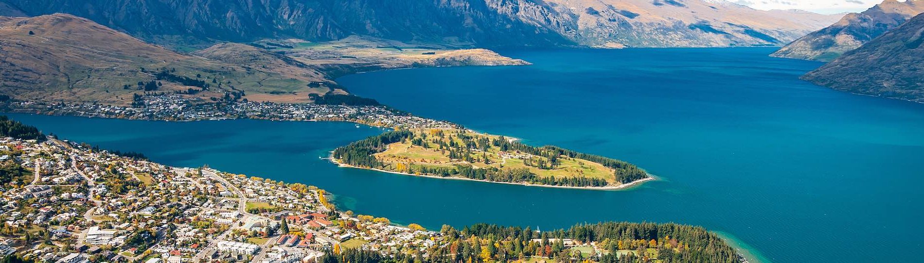 aerial view of queenstown city
