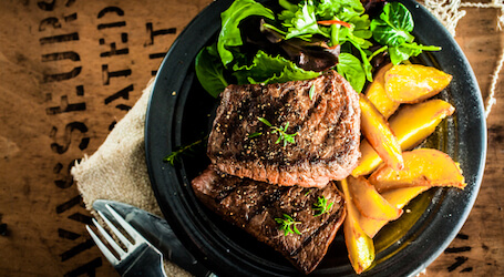 steak and wedges