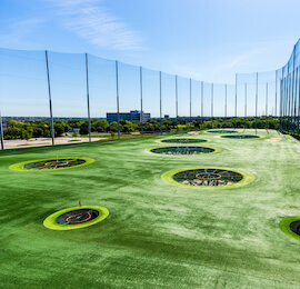 green goals on the top golf range