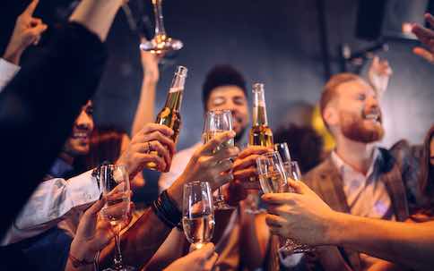 group of bucks drinking at nightclub