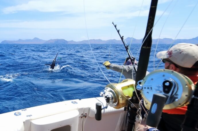 man fishing in the deep seas