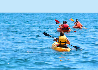 group of bucks kayaking