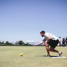 buck playing lawn bowls