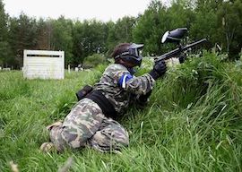 buck shooting a paintball gun