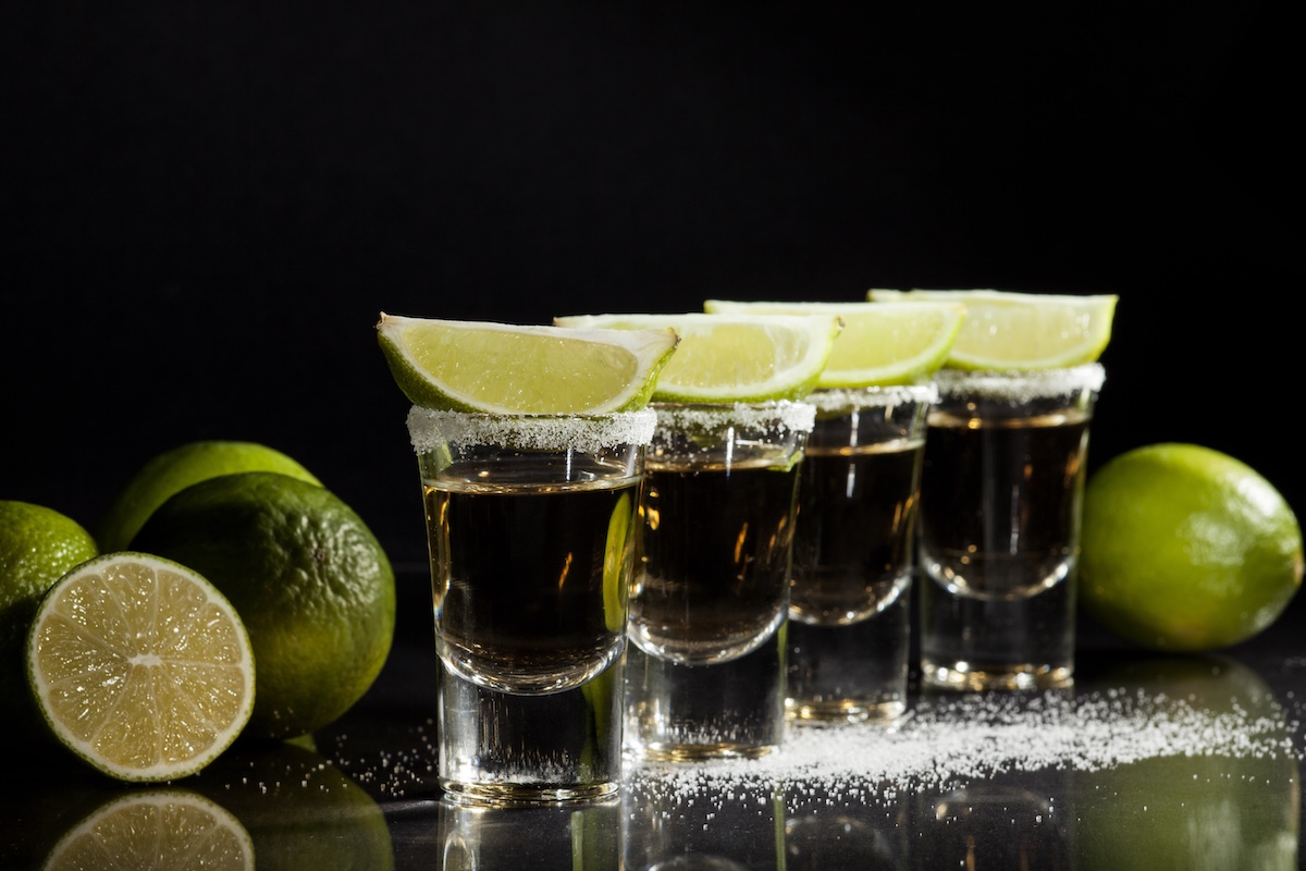 tequila shots with salt and lime