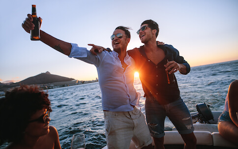 group of bucks drinking on boat cruise