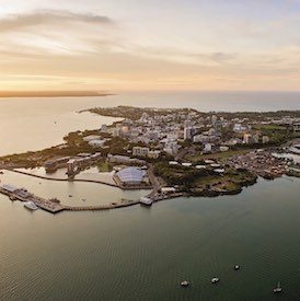 beautiful view of Darwin city harbour and sunset