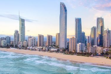 beautiful view of gold coast beaches and skyscrappers