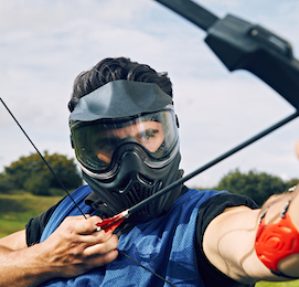 buck playing archery tag