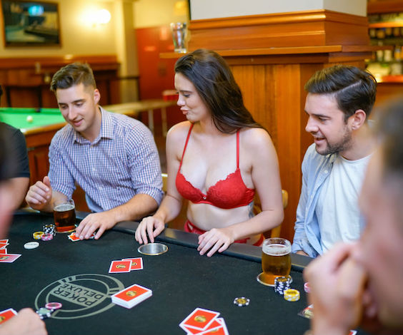 bucks party playing poker