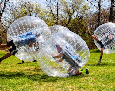 bucks group playing bubble soccer