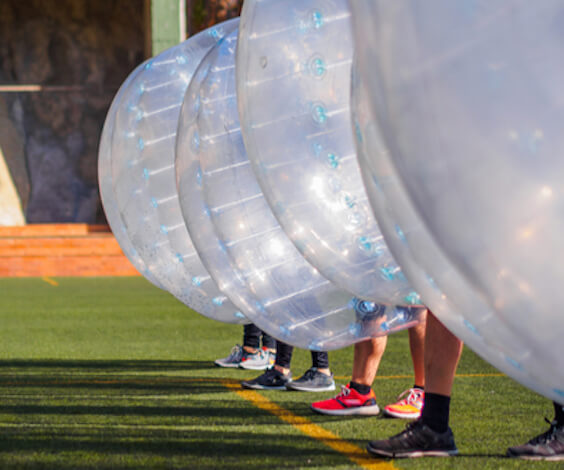 bucks playing outdoor bubble soccer taupo