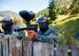 man playing paintball