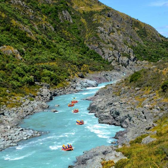 christchurch rafting aerial view of blue river